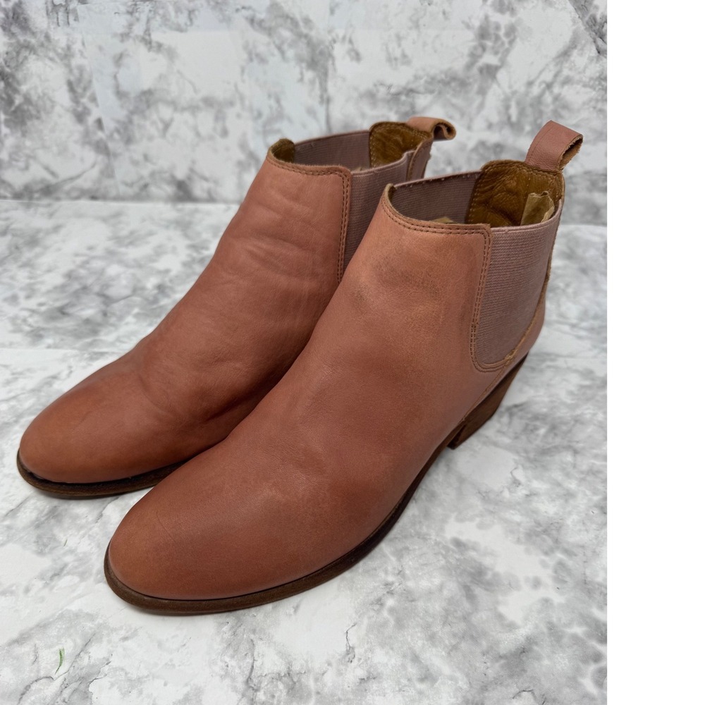 Frye Sacha Chelsea Leather Ankle Boots Rosewood Pink Western Pointed Toe 9M
